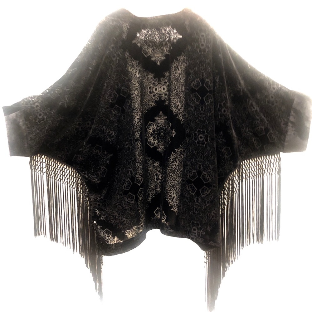GUESS! Velvet Kimono Burnout Cover-Up Shawl